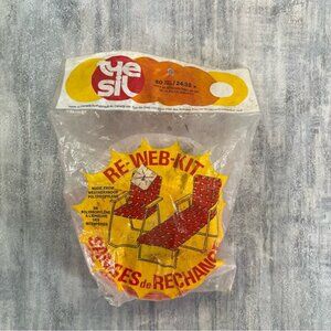 New Vintage Re-Web Kit Lawn Chair Webbing 80ft 40 Screws Orange White 2.5 Inches